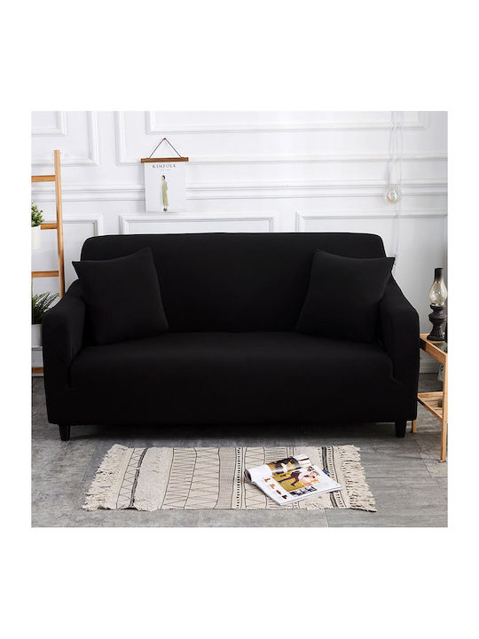 Еластични Калъфи За 2-Местен Диван 140см 185см Elastic Sofa Cover Черен