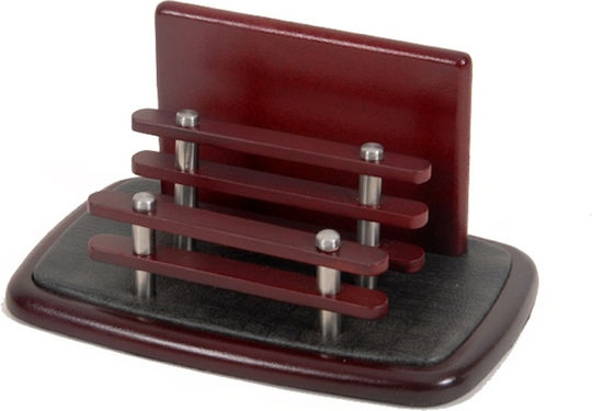 Handmade Folder Holder Mahogany Wood Leather Two Metal Columns Dimensions 18.00x11.50x9.00cm