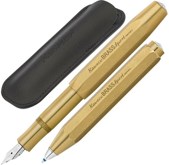 Kaweco Brass Pen-store Set 1 Πένα Στυλό Θήκη Bb Extra Broad