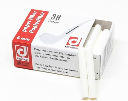Denicotea 36 Paper Filters 6mm Tobacco Pipes