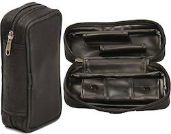 Case for 2 Tobacco Pipes Black Pu Leather