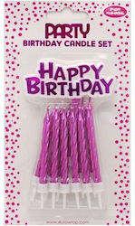 Birthday Candles Set 12 Pieces Fuchsia Base