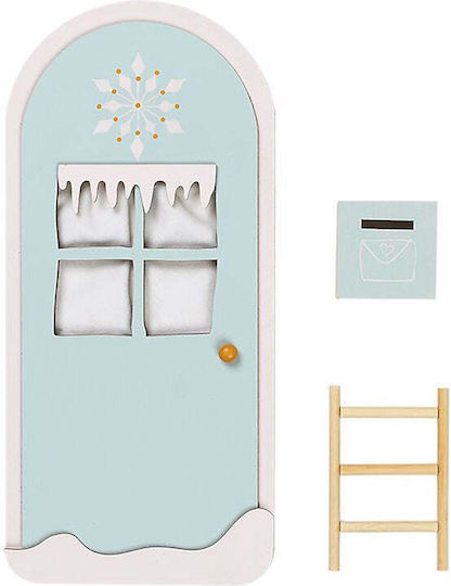 Wooden Elf Door Toy Winter Wonderland Foggy Blue 14.6x30x1.8cm