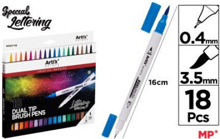 Artix Drawing Markers 5mm Thick Thin Double Tip Set 18pcs