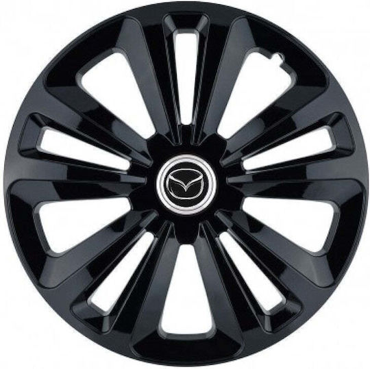 Auto Radkappen Set mit Marke Mazda 4Stück 14" Orange/Schwarz