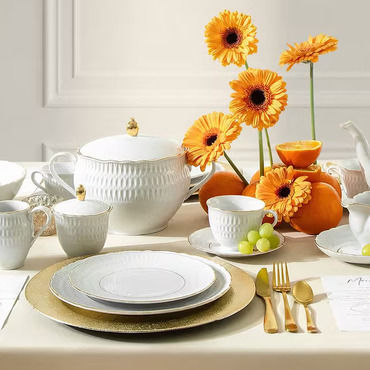 Cmielow Gold Porcelain Dinnerware Set 44pcs