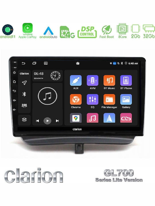 Clarion Car Audio System for Ford Courier / Transit Courier 2015-2023 (Bluetooth/USB/WiFi/GPS/Apple-Carplay/Android-Auto) with Touch Screen 9"