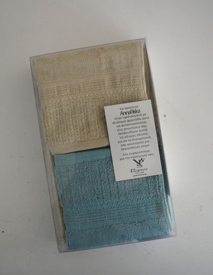 Anna Riska Χεριών 30x50εκ. Beige-aqua Blue 3τμχ Βάρους 600gr/m²