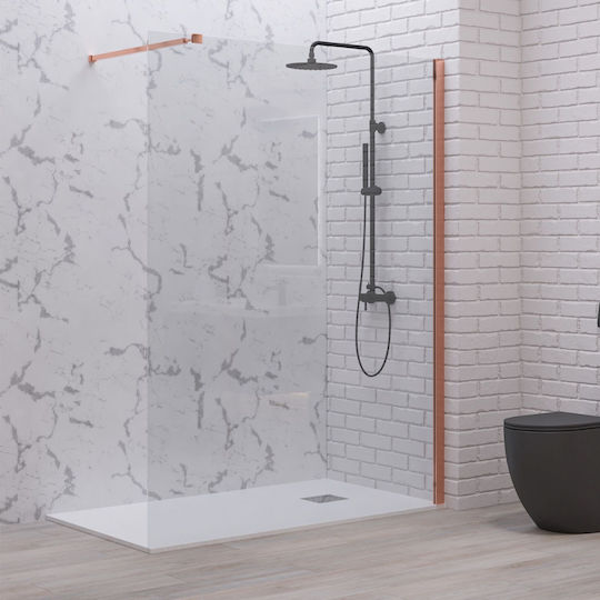 Karag Walkin 1 Feste Seite für Dusche 110x200cm Klarglas Roségold