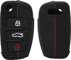 Калъф за Ключ на Кола Audi 3 Бутона Kwmobile Силикон Черен 53134.01