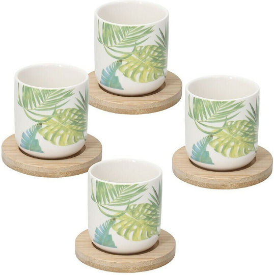Set of 4 Porcelain Cups 120 Ml with Tognana Bali Saucers
