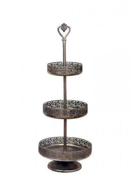 Metallic Tiered Appetizer Stand 3 Levels 35x35x90cm Silver