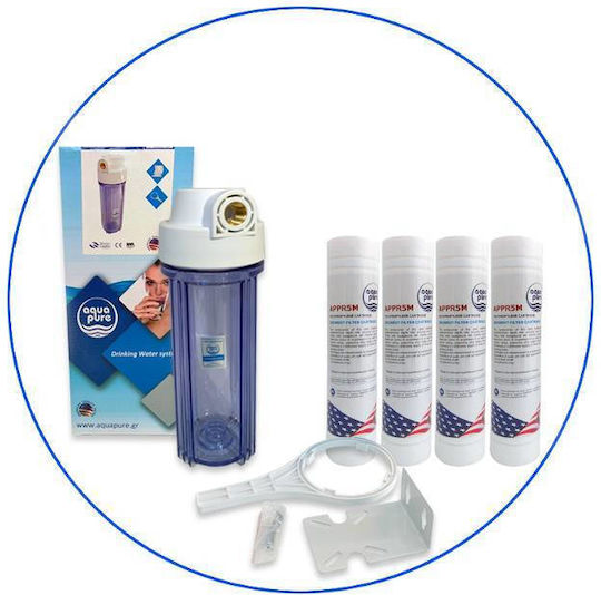 Carcasă Filtru Transparentă Set 4 Filtre Polipropilenă Alimentare Centrală Aqua Pure