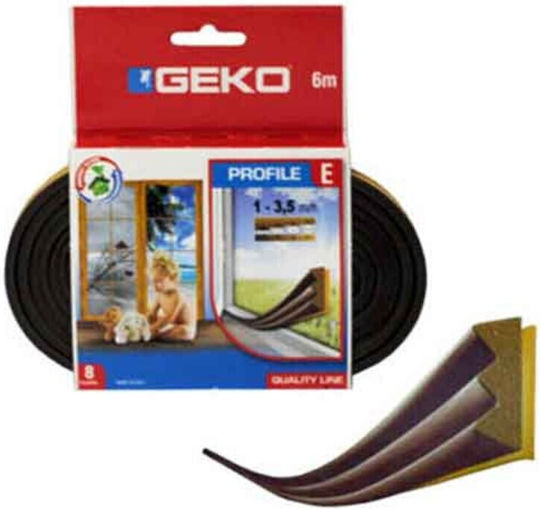 Geko Αεροστόπ Παραθύρου-πόρτας Καφέ Τύπου 'ε' 9mmx4mmx6mt