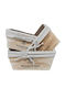 Set Storage Baskets Bread Baskets Wooden Fabric 3 Pieces Wooden Box Cream Home