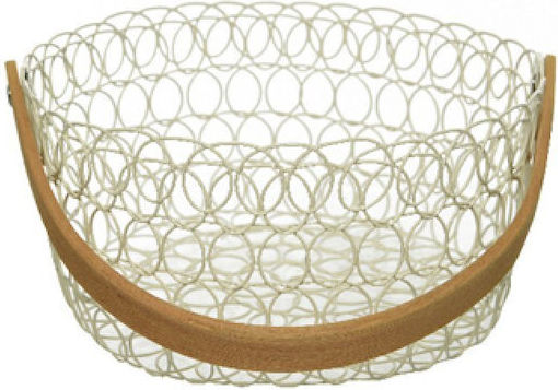Metal Basket with Handle 20cm 20x20x10cm White Kaeming