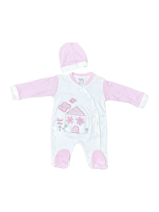 Caramelkids Set Body pentru Bebeluși cu Accesoriu Alb-roz 2buc