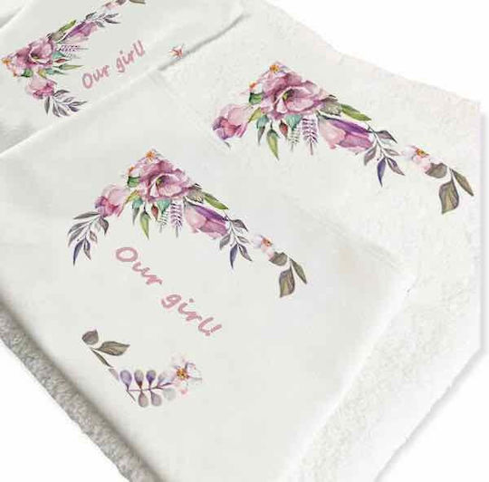 Bătături de botez Bonjour Bebe 21002_Floare Mov