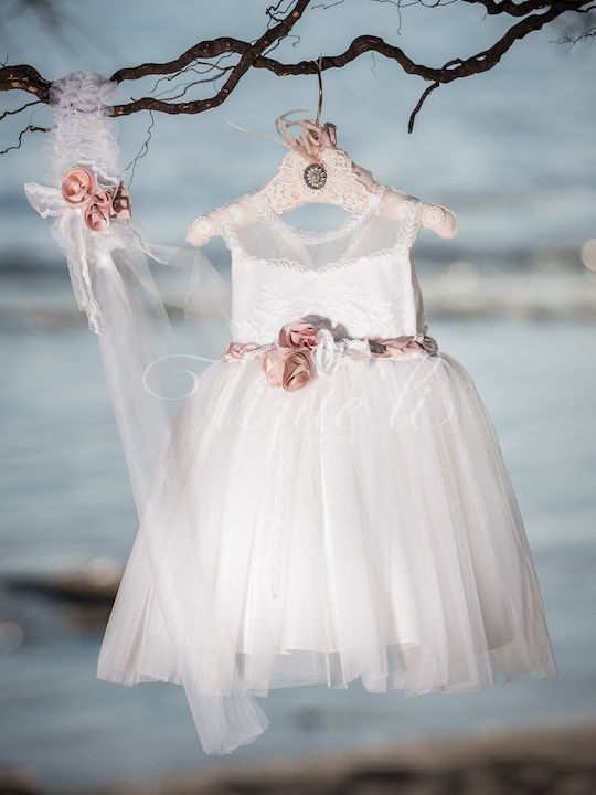 Vinteli 2802 Baptism Dress Semi-Fitted Asymmetric Lace Unique Bodice Comes with a Handcrafted Ribbon Composition 100% Cotton