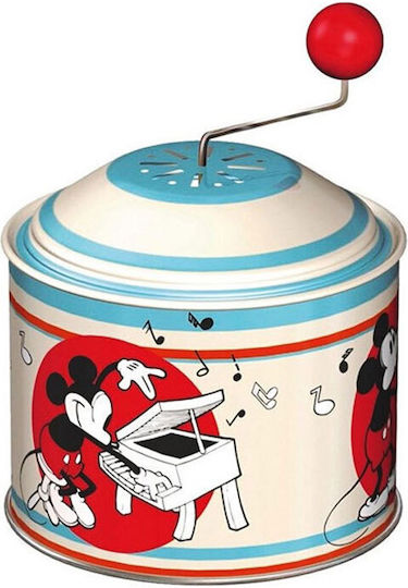​vintage Mickey Mouse Μεταλλικό Μουσικό Κουτί Στρογγυλό 10.5 X 7.5 Cm