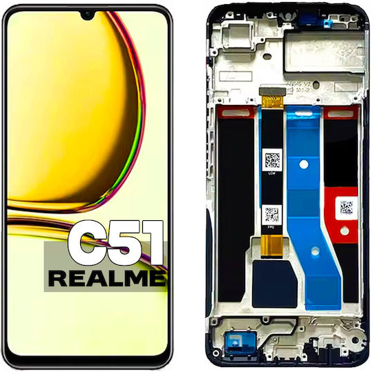 O ecran cu Mecanism Tactil și Cadru pentru Realme C51 RMX3830 (Negru)