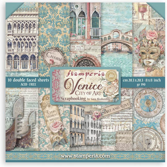 Scrapbooking-Zubehör Χαρτιά 10 Stück 20,3×20,3cm Stamperia Venice City Art