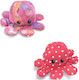 Plush Reversible Octopus Two Different Moods Toys Garden 20cm Pink Mermaid Pink Polka Dot Oem
