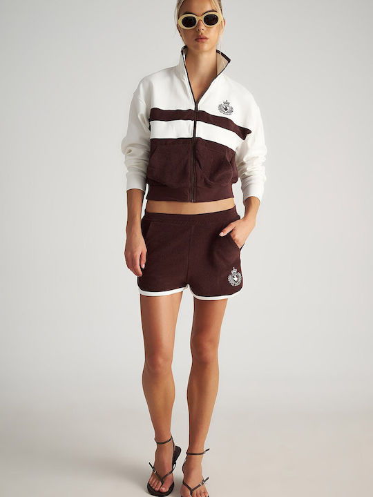 Long Women's Sweatshirt Jacket Brown