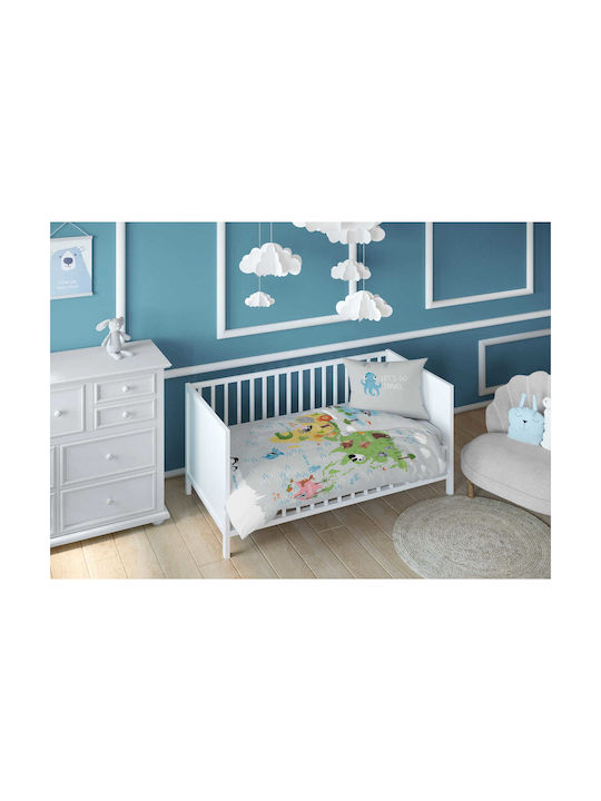 Detexpol Set Copertă de Pătuț cu Față de Pernă Gri 90x120cm.