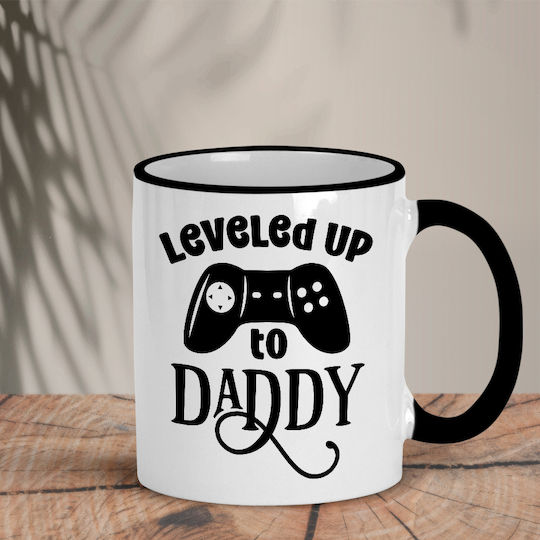 Two-tone White and Black Mug Gift for Dad Leveled Up To Daddy