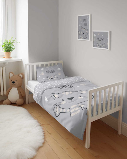 Detexpol Сет Бебешка Долен Калъф с Калъфка за Възглавница Gray 100x135см.