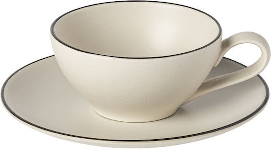 Augusta Natural Black Φλυτζανι Τσαγιου & Πιατακι 0.20l Λευκο Stoneware Costa Nova