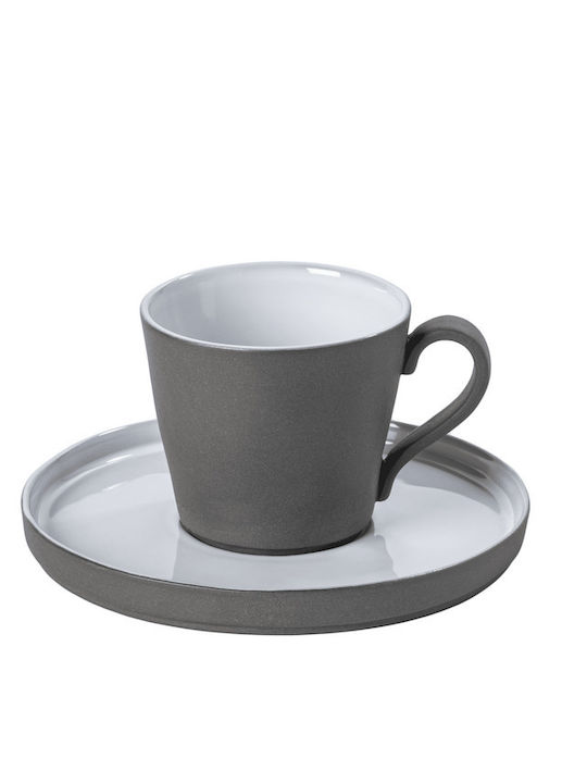 Lagoa Eco Gres White Tea Cup and Saucer 0.21ml Stoneware Costa Nova
