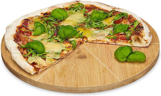 Relaxdays Plăci De Servire Pentru Pizza Din Bambus Natural 4052025202415