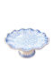 Dessert Tower Stand of White Italian Porcelain with Blue Flowers Serving Base for Sweets Dried Fruits Fine Casa 10x17 Cm