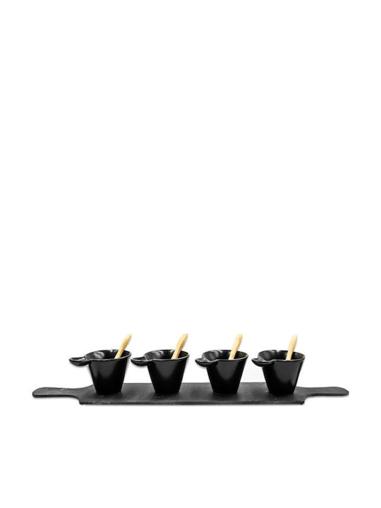 General Trade Ceramic Dessert Divided Serving Tray Black 9x49x5.7cm