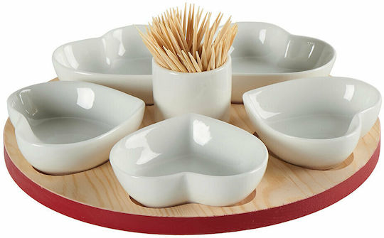 Country Casa Hölzernes Ordnungshüter 5 Positionen mit Basis Weiß Ø22xH8.5cm W22xL8.5xH8.5cm 1Stück