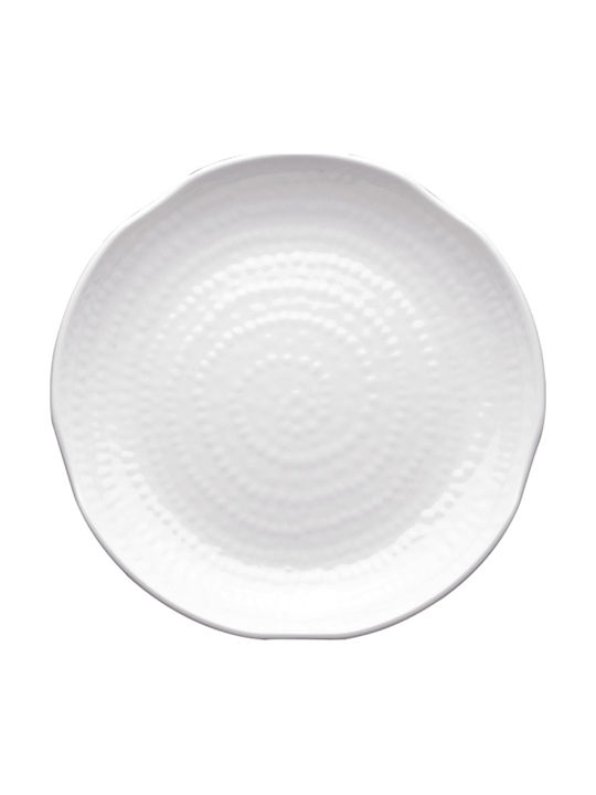 B137 White Round Serving Platter with Melamine Spiral 28.4x4.2cm