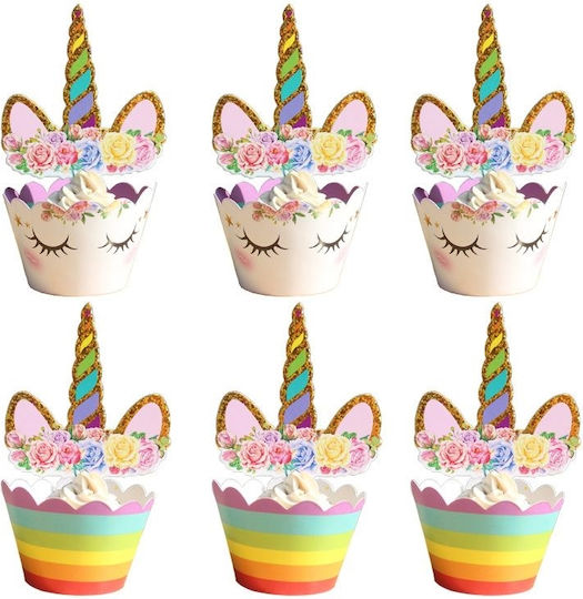 Cake Land Unicorn Cupcake Wrappers and Picks 24 Pieces
