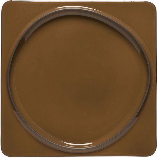 Ambar Dark Caramel Τετραγωνη Πιατελα Δισκος 27εκ Stoneware Eco Gres Costa Nova