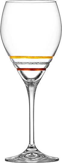 Crystal Wine Glass with Engraving Diamond Gold Pattern Trichrome 300ml 7.5x22 Lavg271
