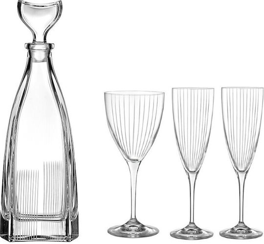 Wedding Set Crystal Decanter and 3 Glasses Capolavoro 77