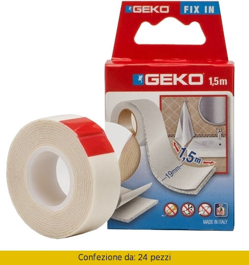 Ταινια Διπλης Οψης Εντος 25x1,5 Λευκη 20000/2 Geko Made In Italy