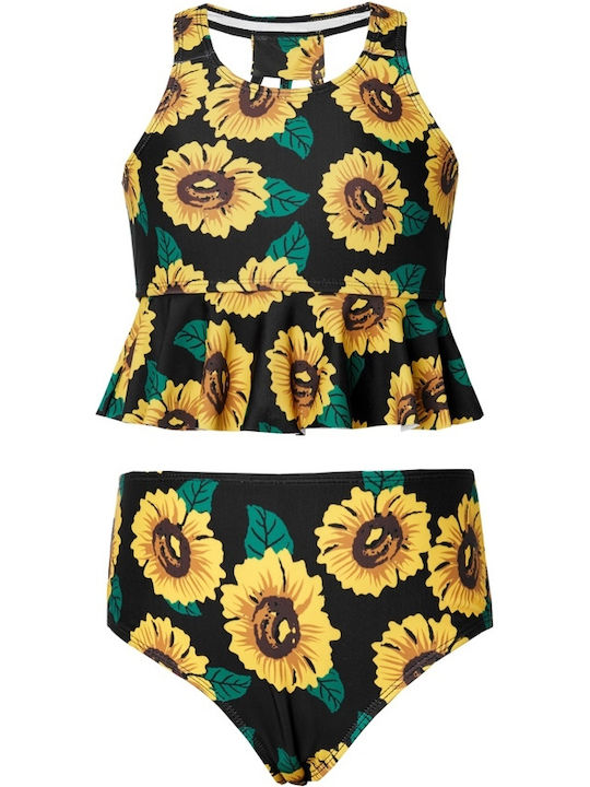 Floral Παιδικό Μαγιό Κοριτσάκια Μαύρο