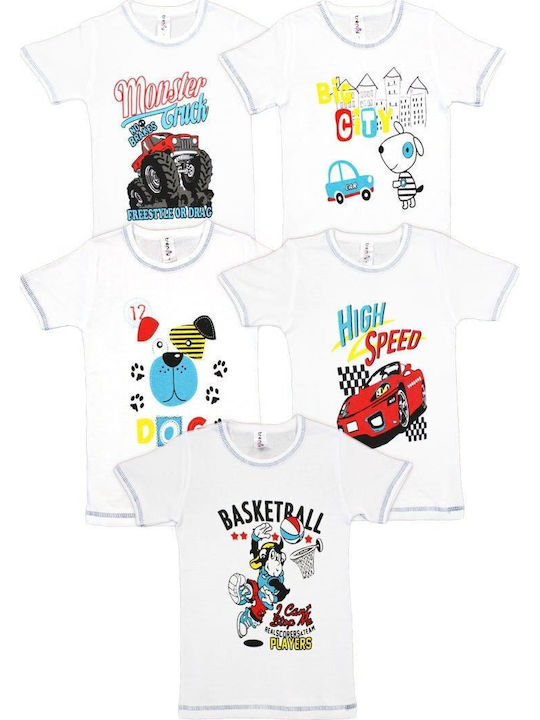 Filinda Kids' Set with Undershirts Short-sleeved White 5pcs