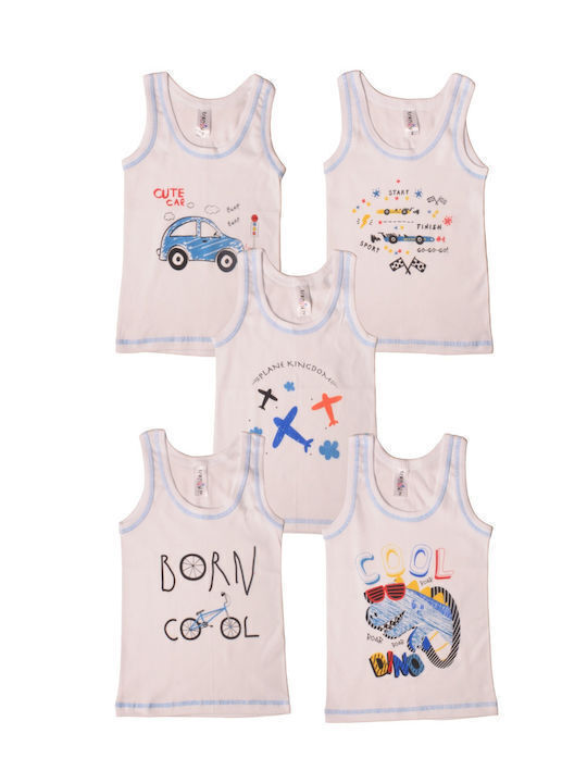 Filinda Kids' Set with Undershirts Sleeveless White 5pcs