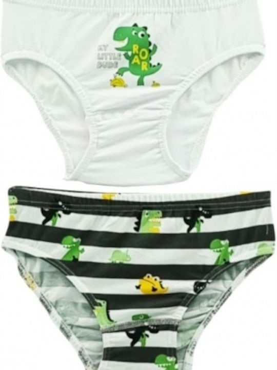 2 Pack Bαμβακερά Slip Αγόρι Σχέδιο 7629 Λευκό Prive