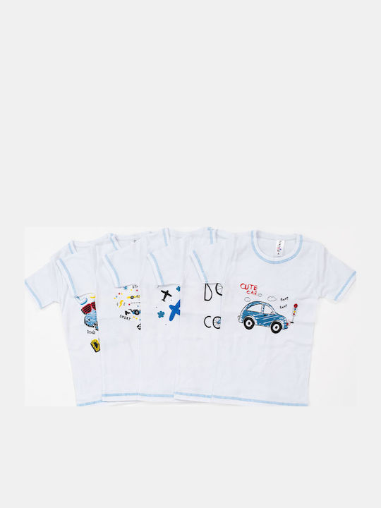 Kinderunterwäsche Jungen Trendy 5er Pack Kurzärmelig Weiß