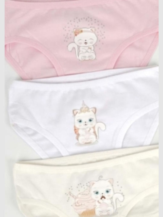 Katamino Pack 3 Cotton Panties White Pink Ecru