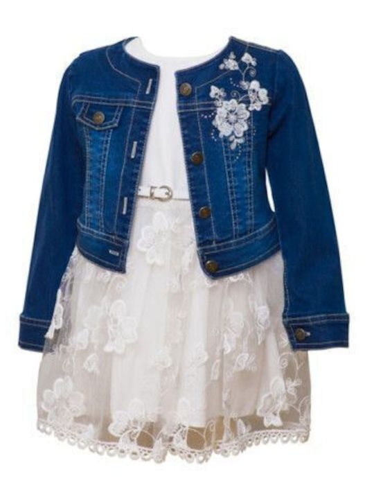 Restart Moonstar Αμάνικο Φόρεμα Λευκό Μπουφάν Denim 23-4527